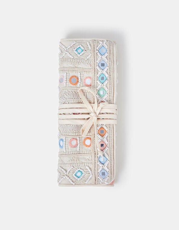 Mirror & Bead Embellished Jewellery Storage Roll, , large