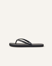 Crystal Embellished Flip Flops, Black (BLACK), large