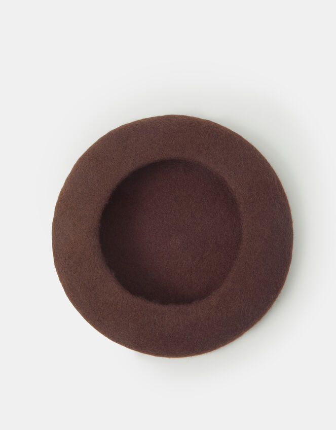 Wool Beret, Brown (CHOCOLATE), large