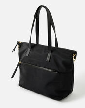 Nadine Nylon Tote Bag, Black (BLACK), large