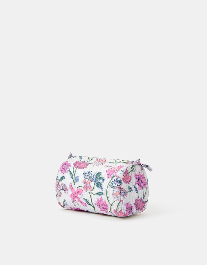 Medium Floral Print Quilted Make Up Bag, , large