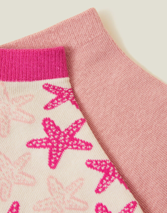 2-Pack Starfish Print Trainer Socks, , large