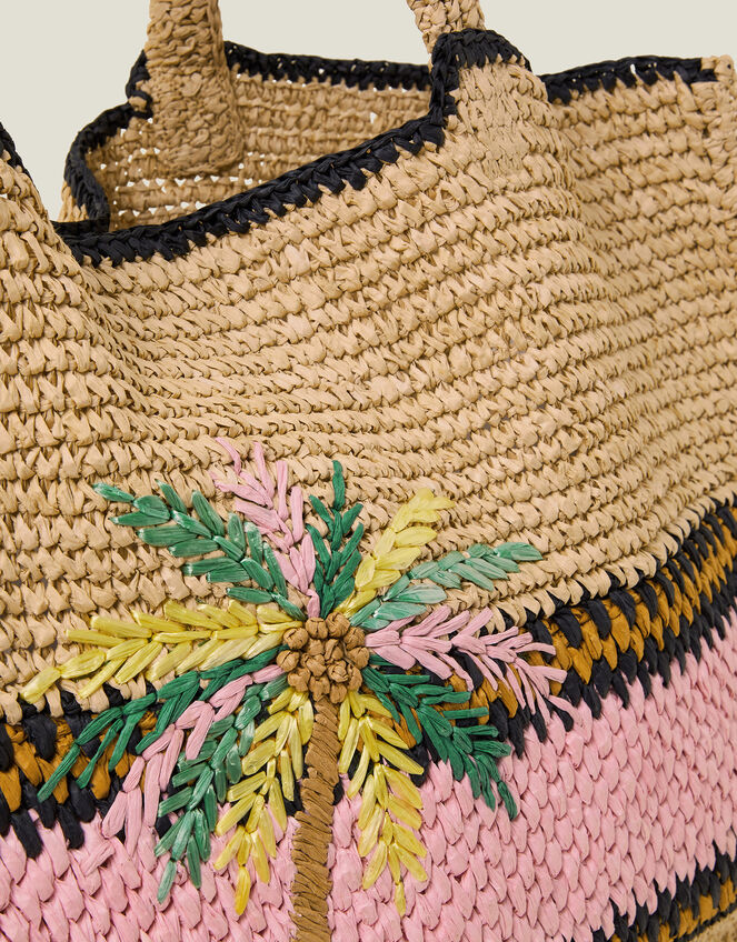 Palm Raffia Shopper Bag, , large