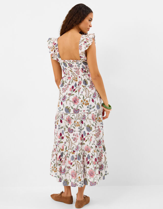 Floral Print Tiered Maxi Dress, Ivory (IVORY), large