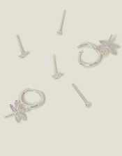3-Pack Sterling Silver-Plated Dragonfly Stud and Hoop Earrings, , large