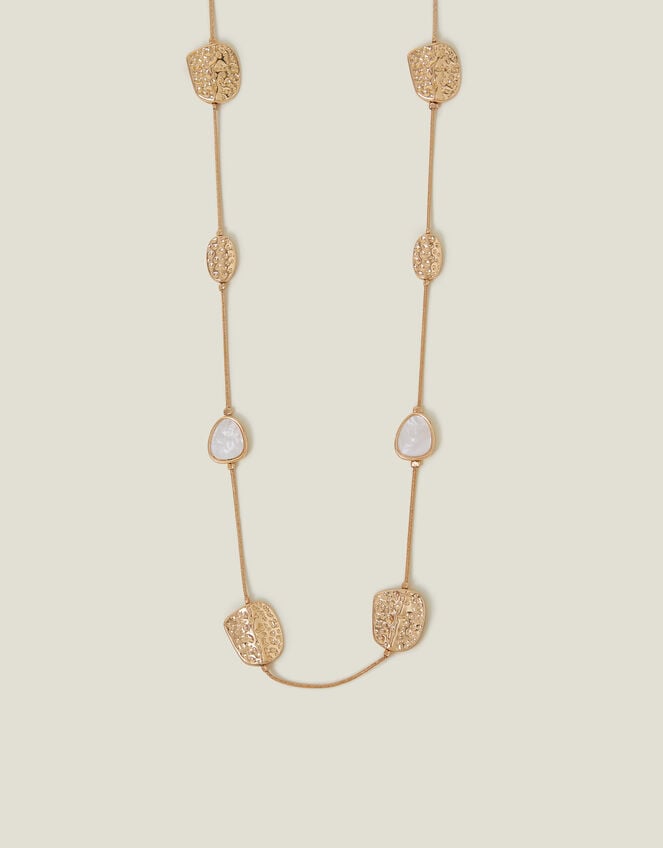 Long Textured Pendant Station Necklace, , large