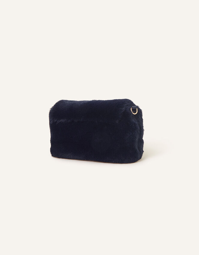 Faux Fur Cross-Body Shoulder Bag, Blue (NAVY), large