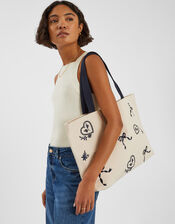 Bow Embroidered Shopper Bag, , large