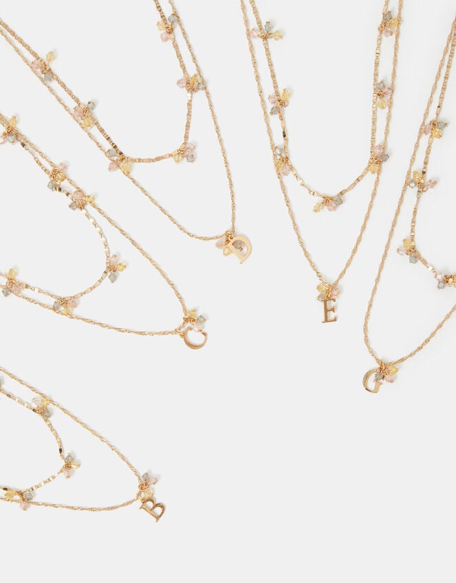 2-Pack Initial Cluster Pendant Necklaces, Gold (GOLD), large
