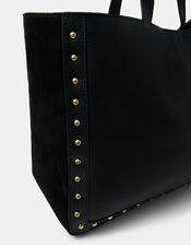 Stud Leather Shopper Bag, , large