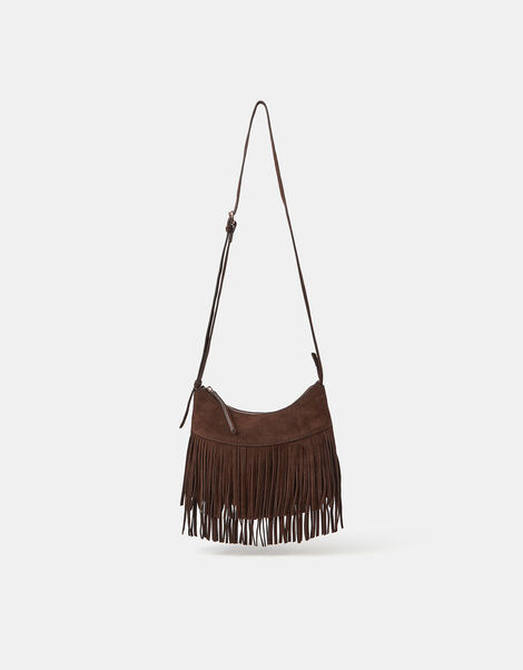 Fringe Suede Crossbody Bag, Brown (CHOCOLATE), large