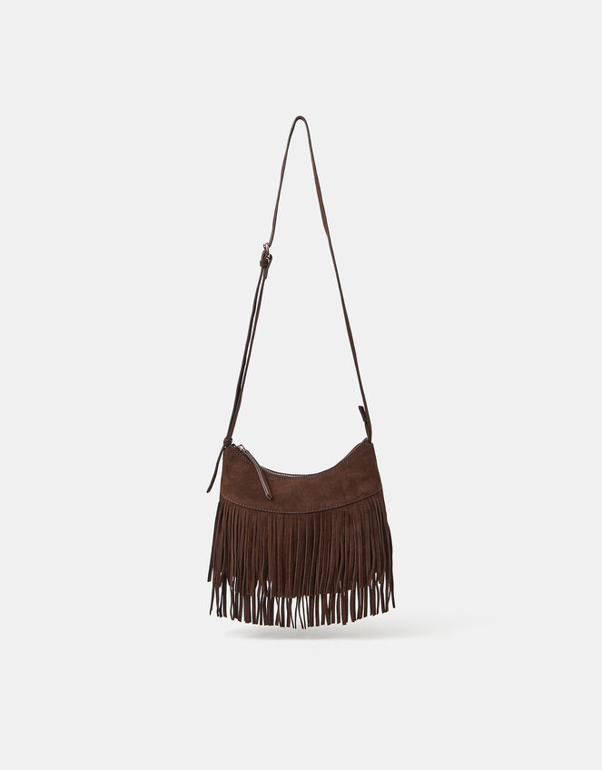 Fringe Suede Crossbody Bag, Brown (CHOCOLATE), large