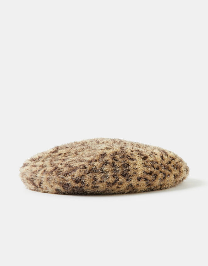 Fluffy Leopard Beret Hats Accessorize Global