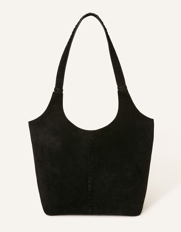 Suede Shoulder Bag, Black (BLACK), large