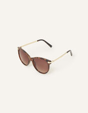 Round Tort Sunglasses, Brown (TORT), large