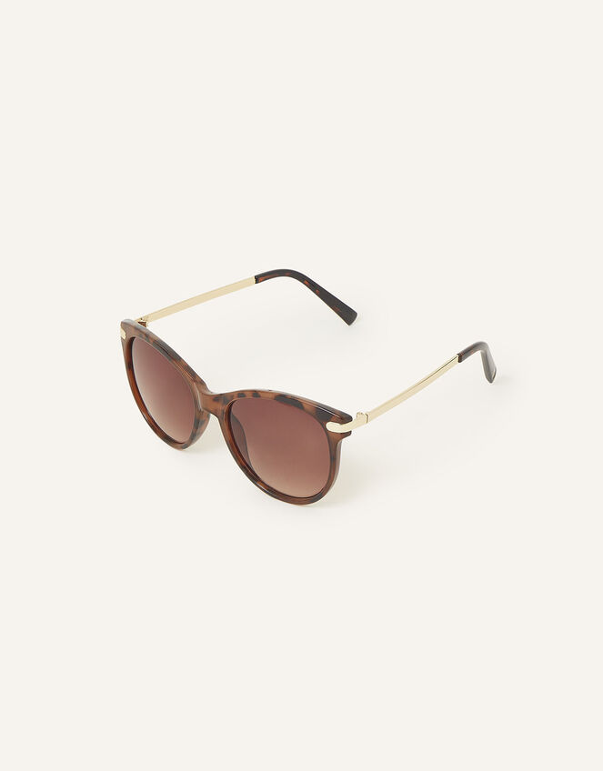 Round Tort Sunglasses, Brown (TORT), large