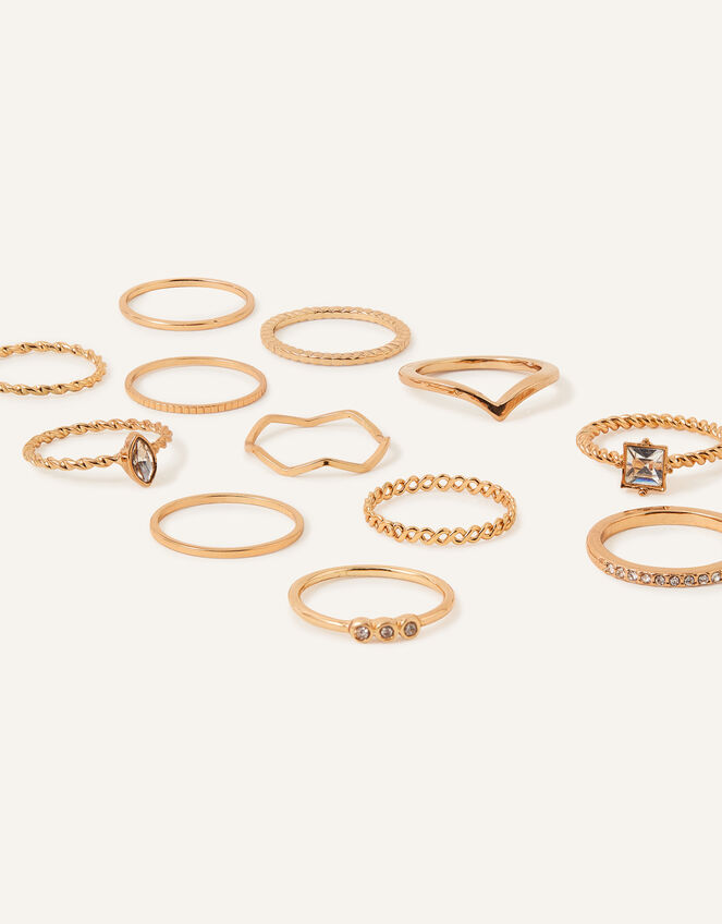 Super Classics Crystal Ring 12 Pack, Gold (GOLD), large