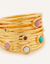 14ct Gold-Plated Stone Layered Ring, BRIGHTS MULTI, large