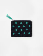 Beaded Spot Pouch Bag, Blue (NAVY), large