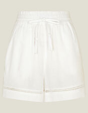 High Waist Beach Shorts, White (WHITE), large