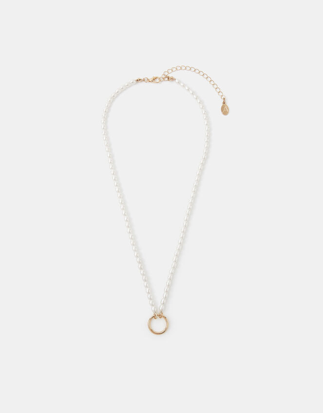 Pearl Beaded Charm Necklace, , large