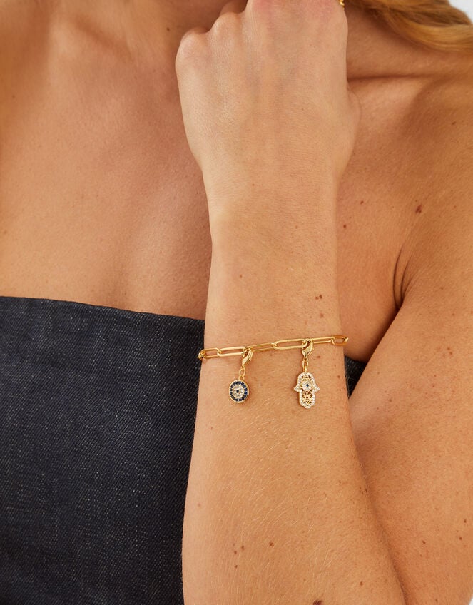 2-Pack 14ct Gold-Plated Evil Eye & Hamsa Hand Charms, , large