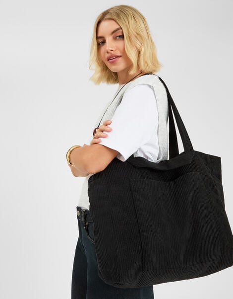 Double Strap Corduroy Shopper Bag, , large
