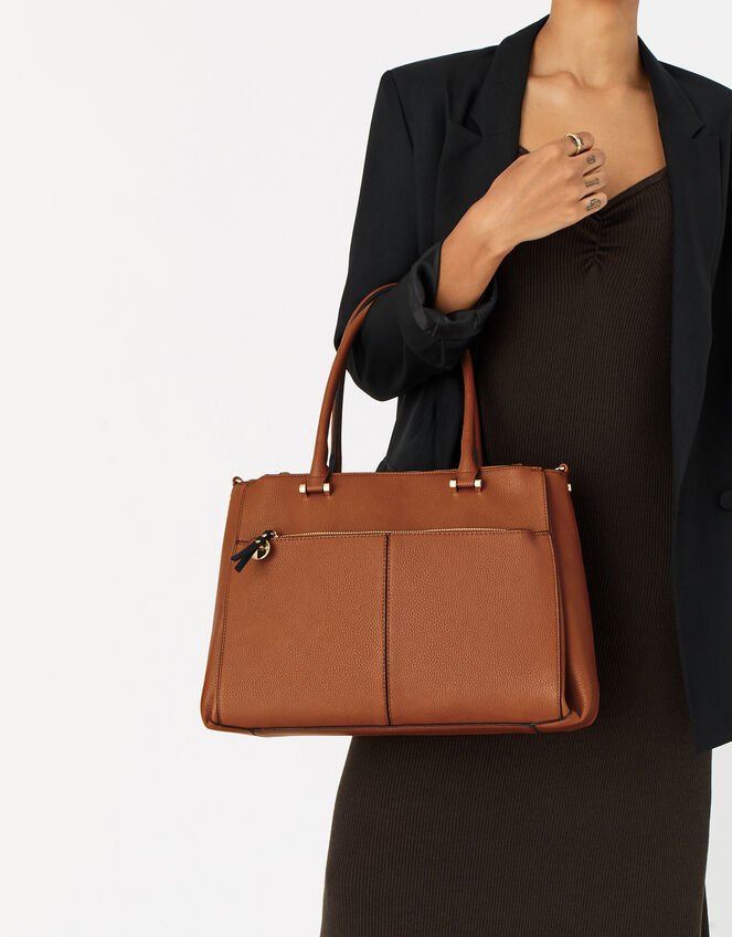 Mariah Work Tote Bag , Tan (TAN), large