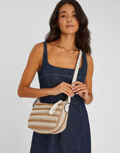 Two-Tone Woven Crossbody Bag, , large