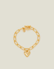 14ct Gold-Plated Heart Chain Bracelet, , large