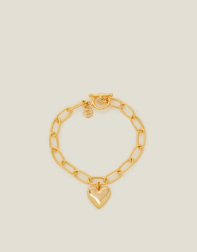 14ct Gold-Plated Heart Chain Bracelet, , large