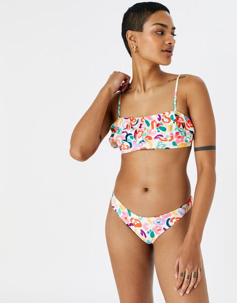 Colour Splash Frill Bandeau Bikini Top Multi, Multi (BRIGHTS-MULTI), large