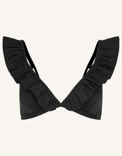 Exaggerated Ruffle Bikini Top, Black (BLACK), large