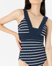 Lexi Striped Plunge Shaping Swimsuit, Blue (NAVY), large