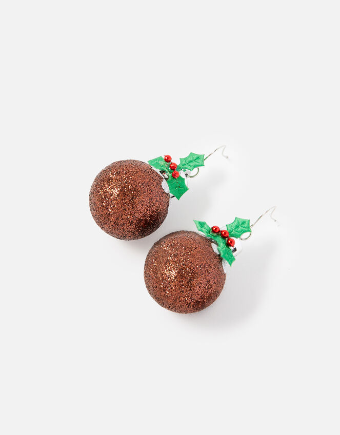 Christmas Pudding Bauble Earrings , , large