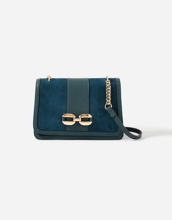 Suedette Chain Cross-Body Bag, Teal (TEAL), large