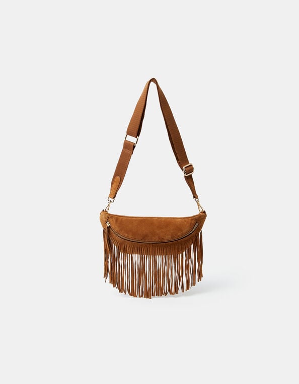 Fringe Suede Sling Bag, , large