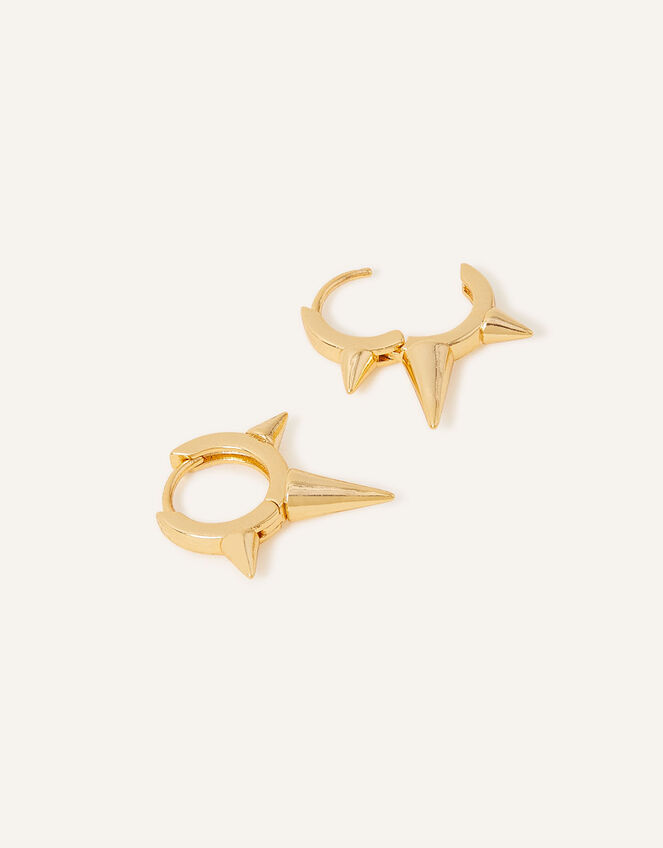 14ct Gold-Plated Spike Hoops, , large