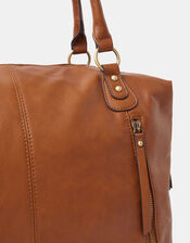 Double Zip Shoulder Bag, Tan (TAN), large