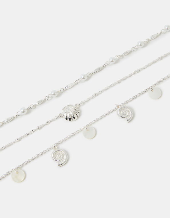 3-Pack Shell Charm Anklets, , large