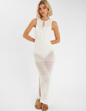 Sleeveless Knitted Maxi Dress, Natural (NATURAL), large