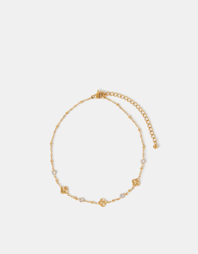 Stainless Steel Clover Station Anklet, , large