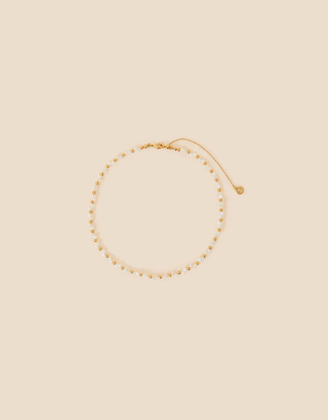 14ct Gold-Plated Mother of Pearl Beaded Collar Necklace, , large