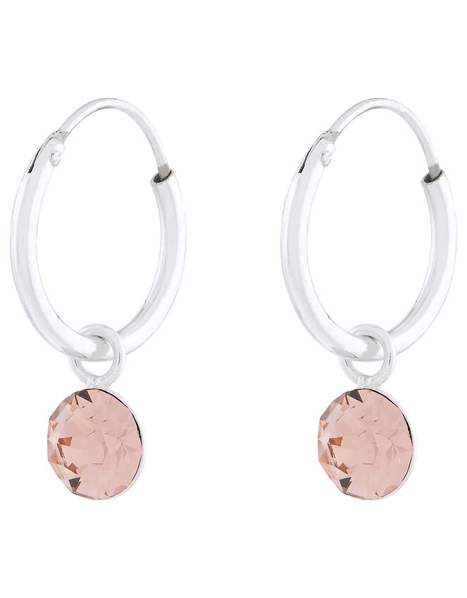 Sterling Silver Drop Hoop Earrings with Swarovski® Crystals, , large