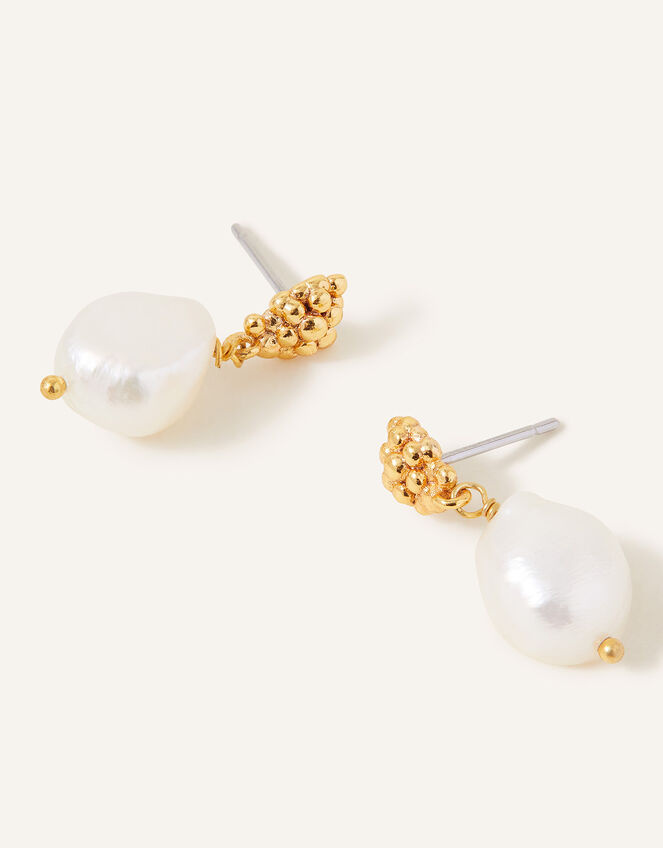 14ct Gold-Plated Bobble Pearl Earrings, , large
