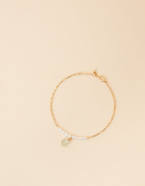 Pearl and Stone Charm Anklet, , large
