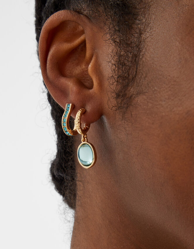 3-Pack Mermaid Charm Hoop Earrings, , large