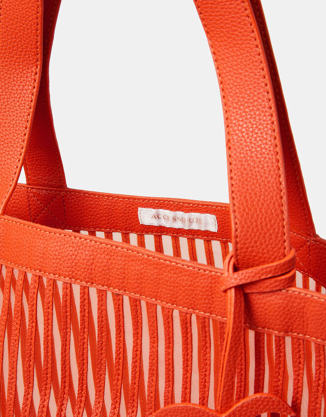 Mesh Stripe Shopper Bag, , large