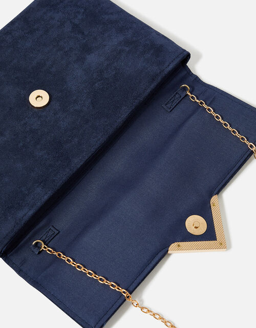 Natalie Suedette Envelope Clutch Bag, Blue (NAVY), large