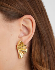 14ct Gold-Plated Molten Fan Stud Earrings, , large